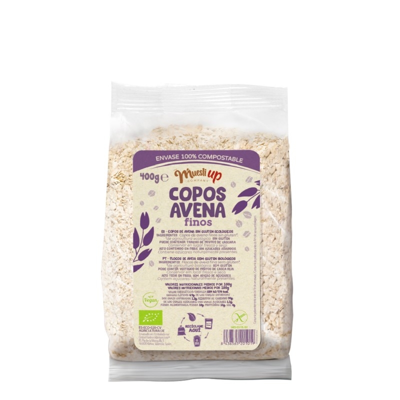 Copos de Avena Finos Bio Sin Gluten 400Gr. Muesli Up